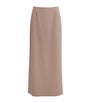 Beige Wool Column Maxi Skirt