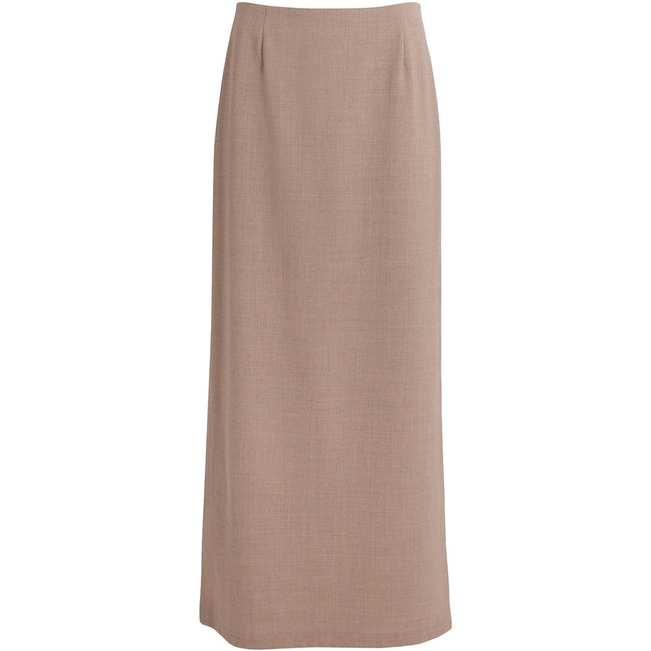 Beige Wool Column Maxi Skirt