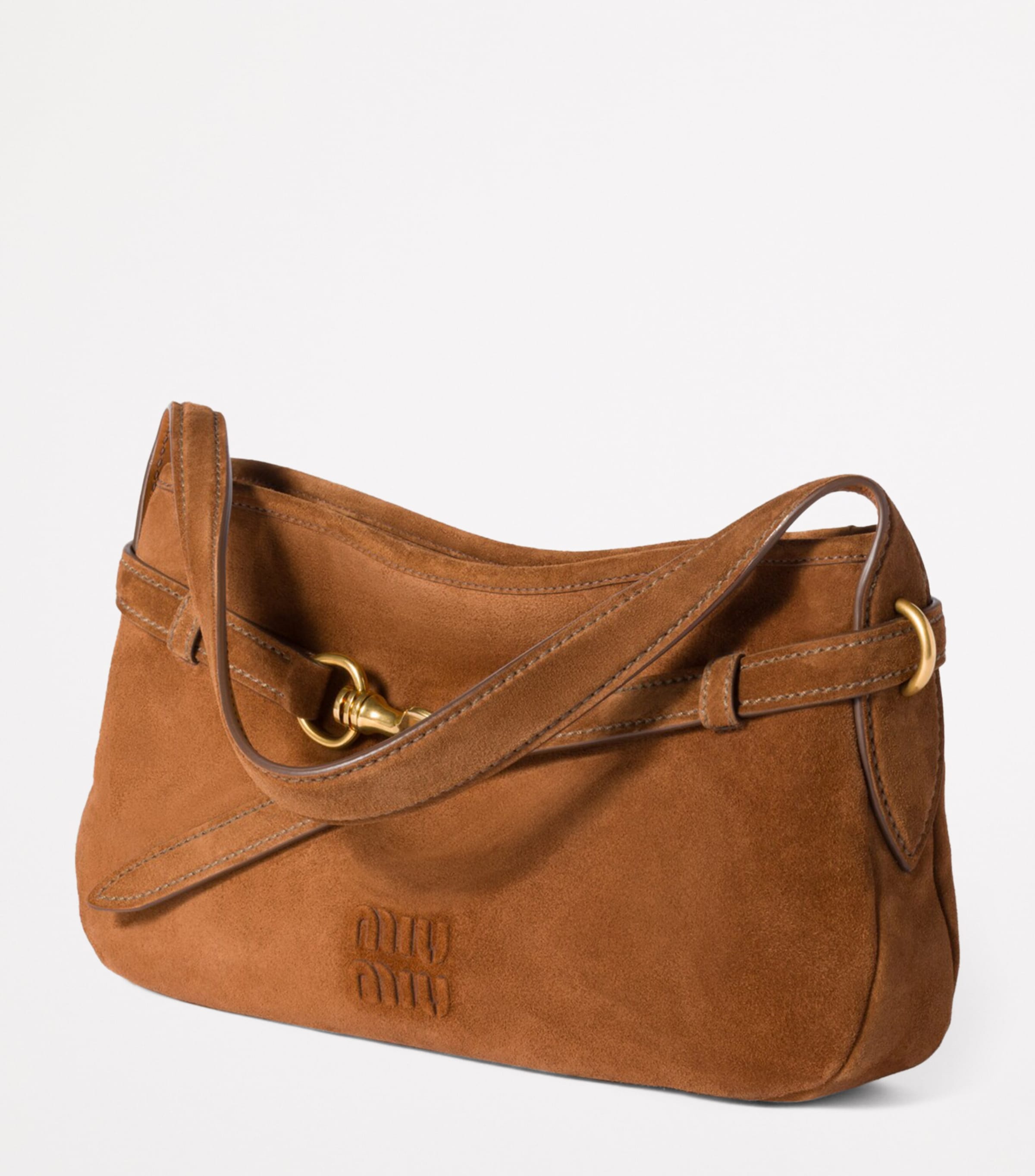 Brown Suede Aventure Shoulder Bag