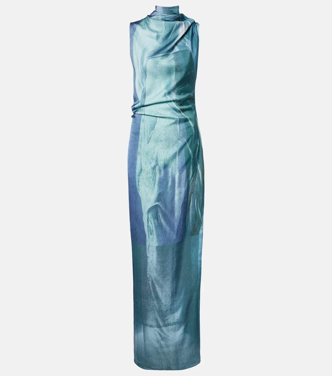 Jean Paul Gaultier - Printed draped satin maxi dress