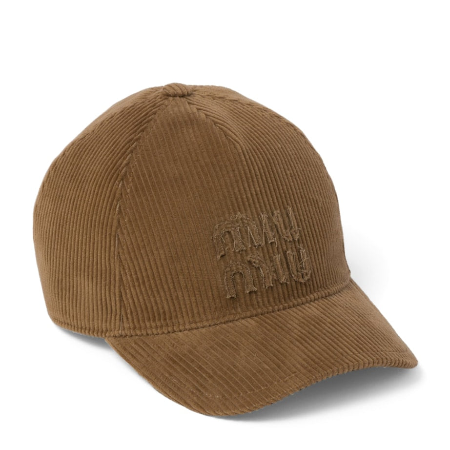 Brown Corduroy Logo Baseball Cap