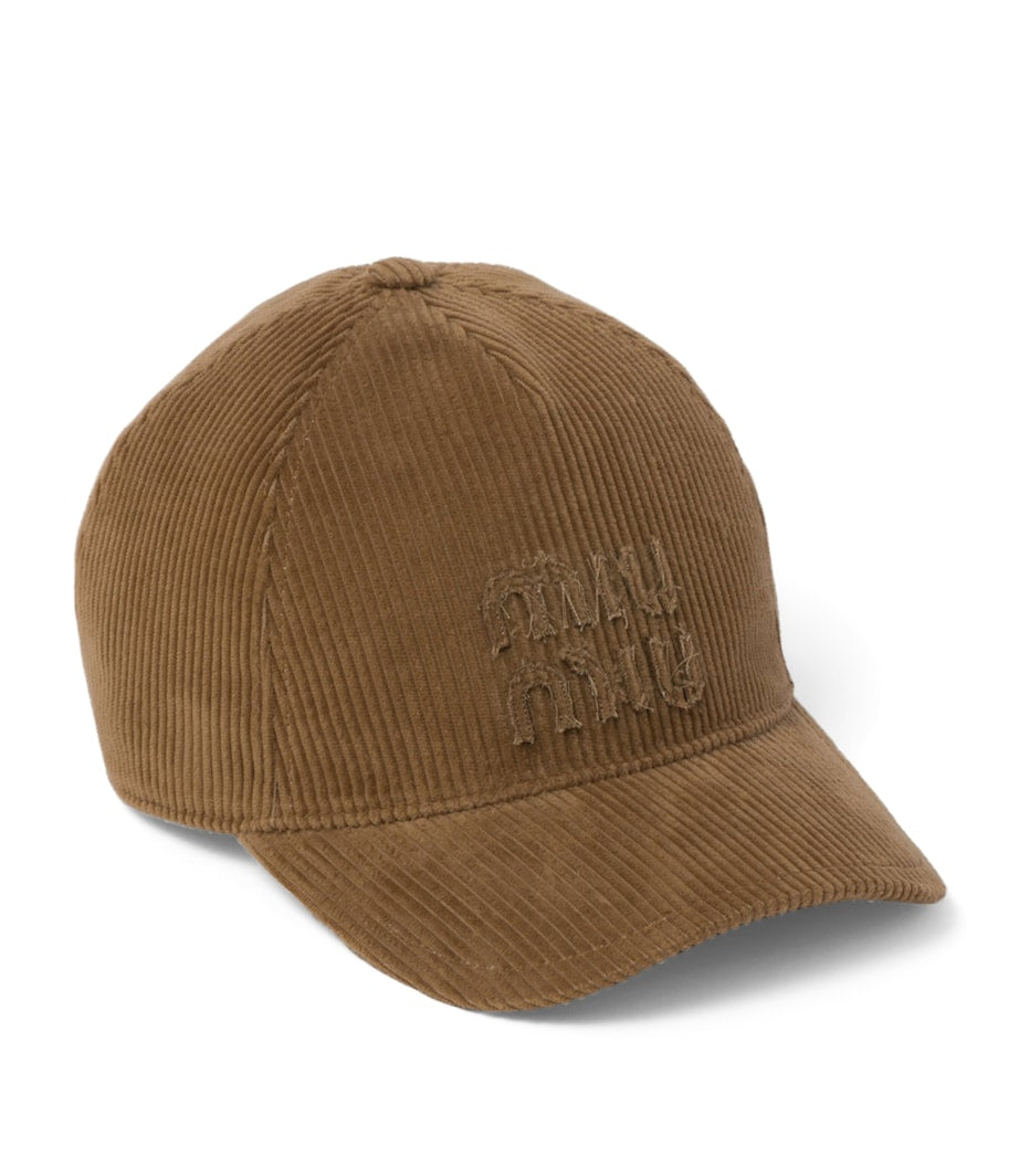 Brown Corduroy Logo Baseball Cap