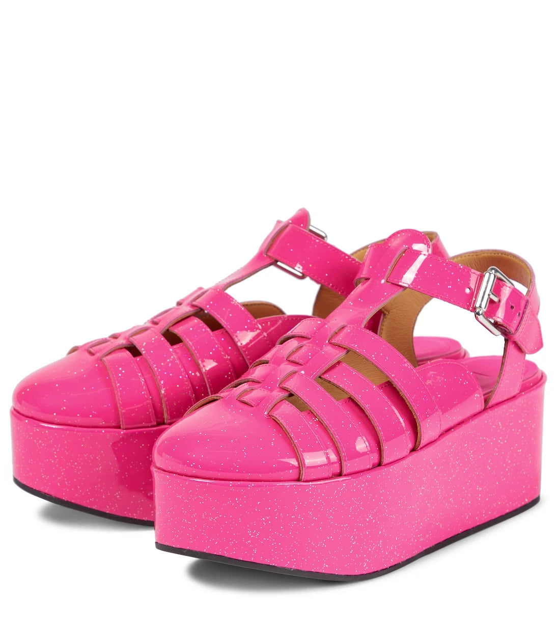 Loewe - Glitter patent leather platform sandals