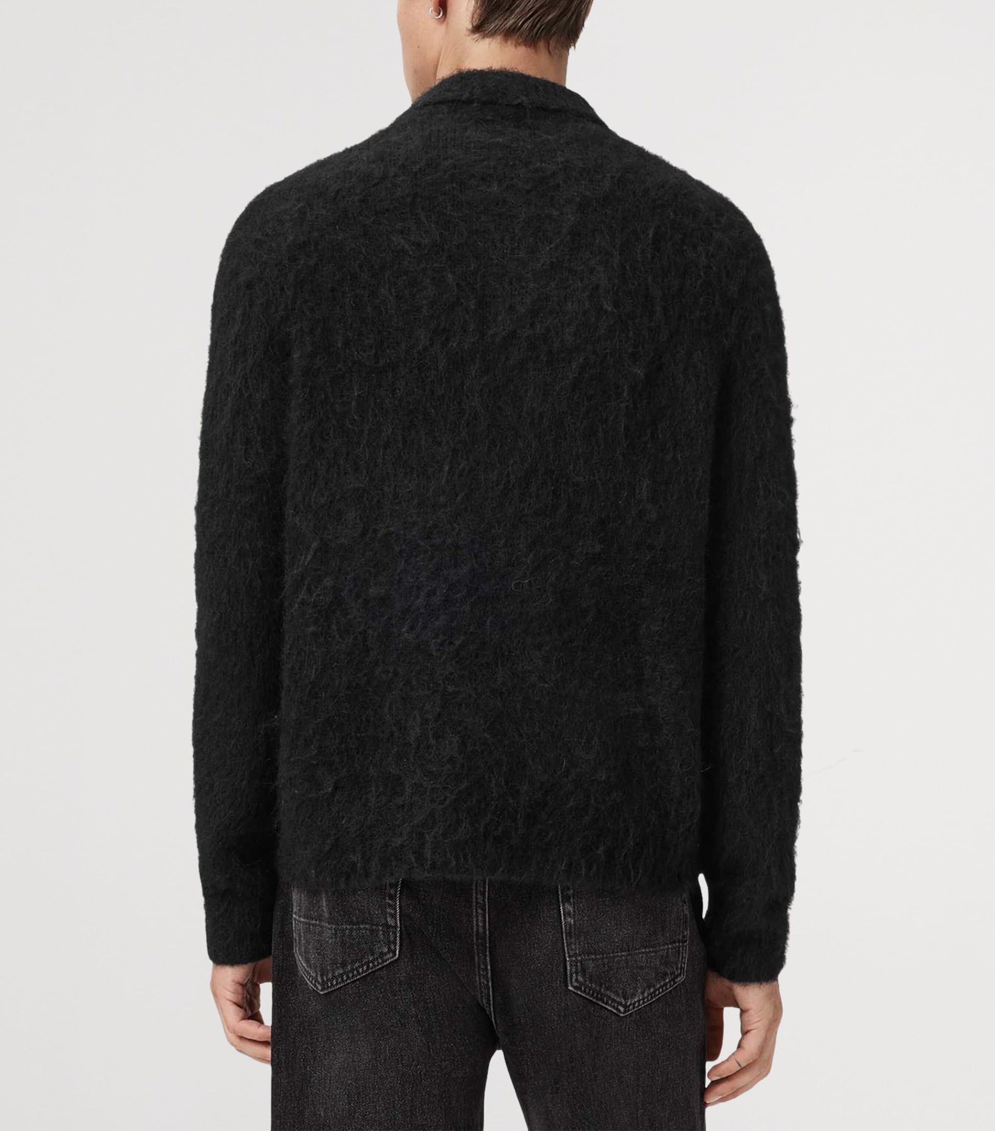 AllSaints Black Brushed Sonny Polo Sweater