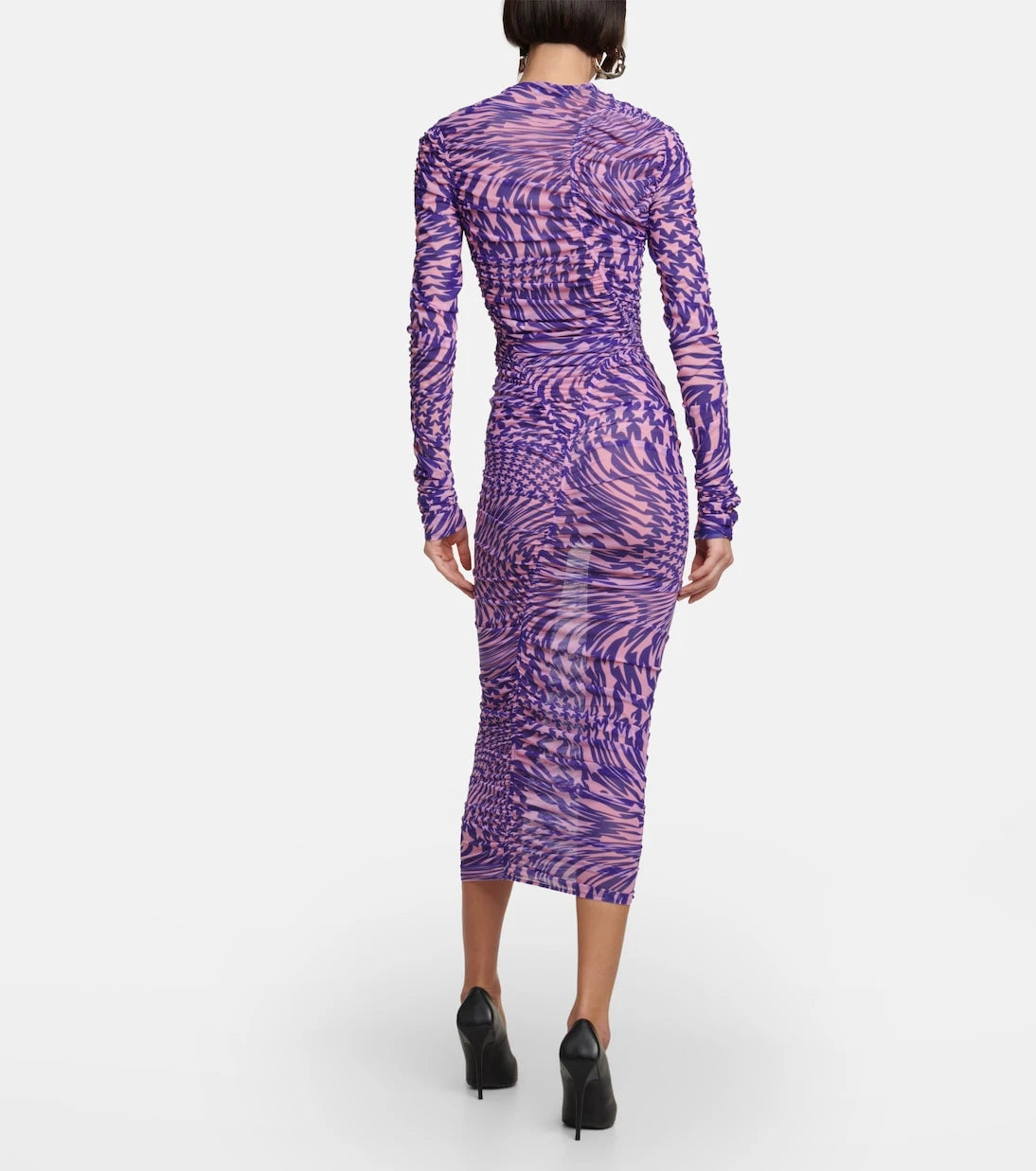 Mugler - Ruched mesh midi dress