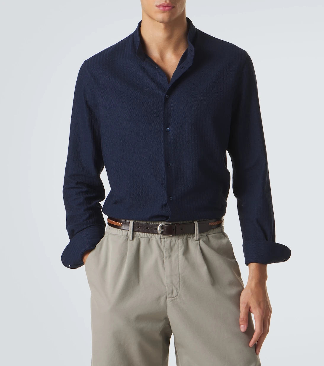 Brunello Cucinelli - Striped cotton and silk shirt