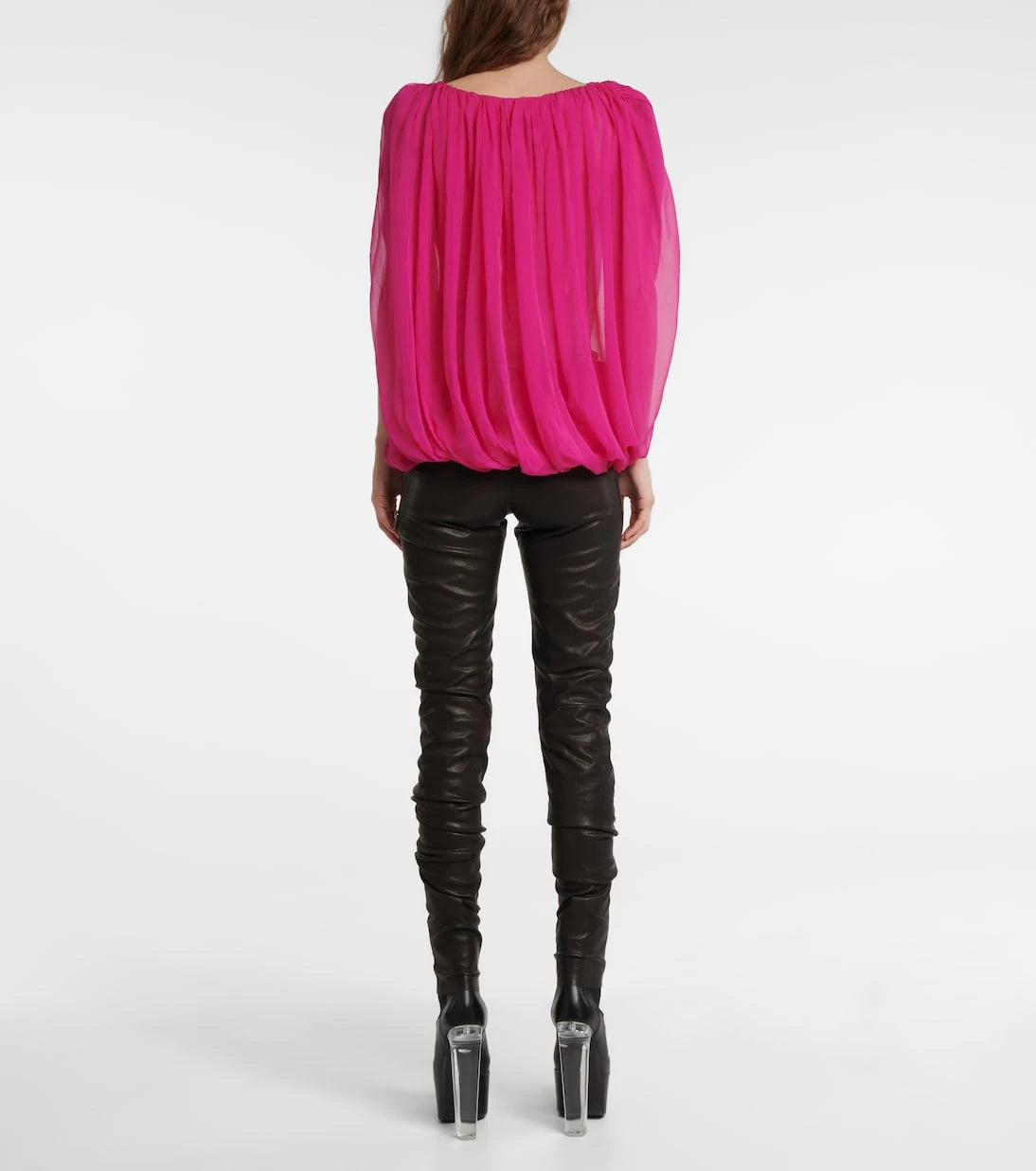 Rick Owens - Gathered silk chiffon top