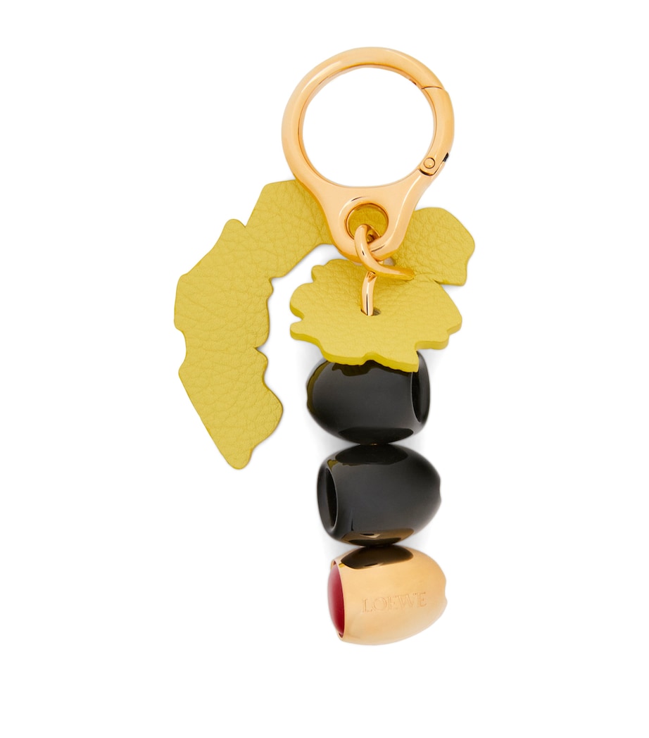 LOEWE Black Leather Olive Bag Charm