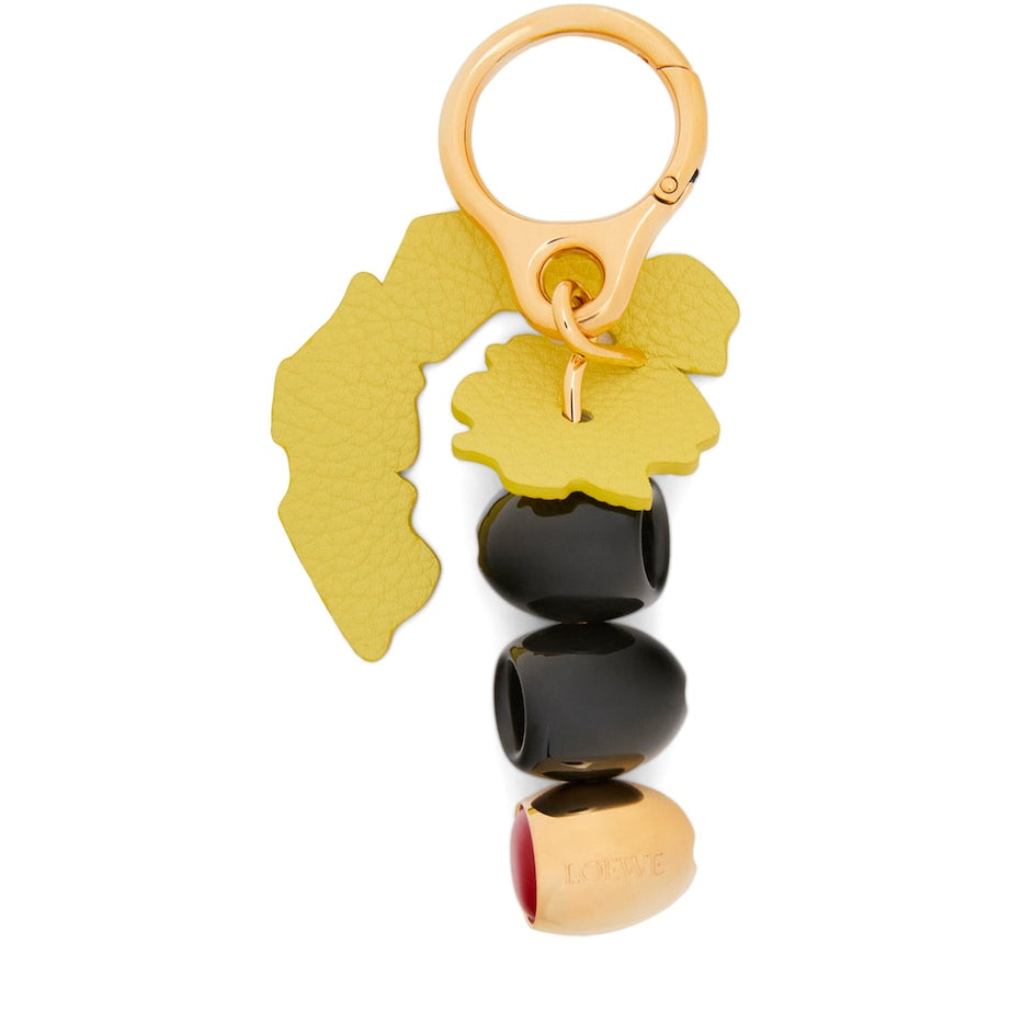 LOEWE Black Leather Olive Bag Charm