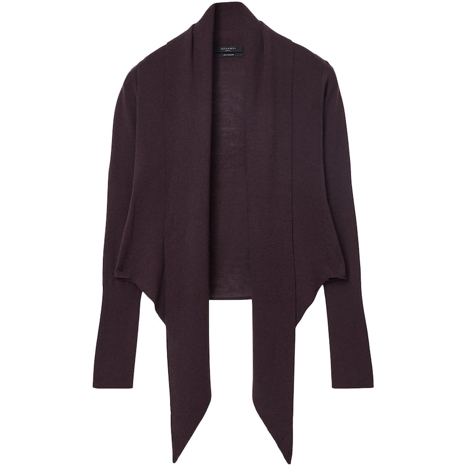 AllSaints Red Merino Wool Wasson Pirate Cardigan