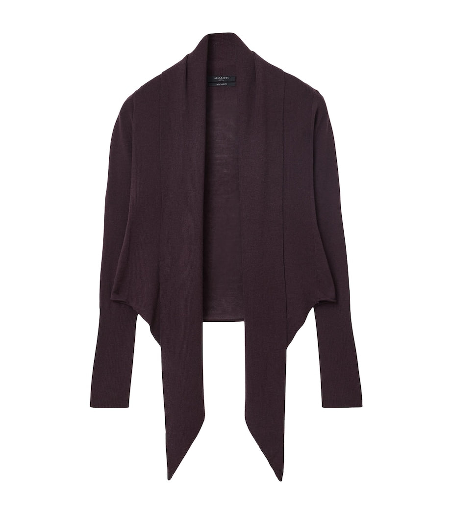 AllSaints Red Merino Wool Wasson Pirate Cardigan