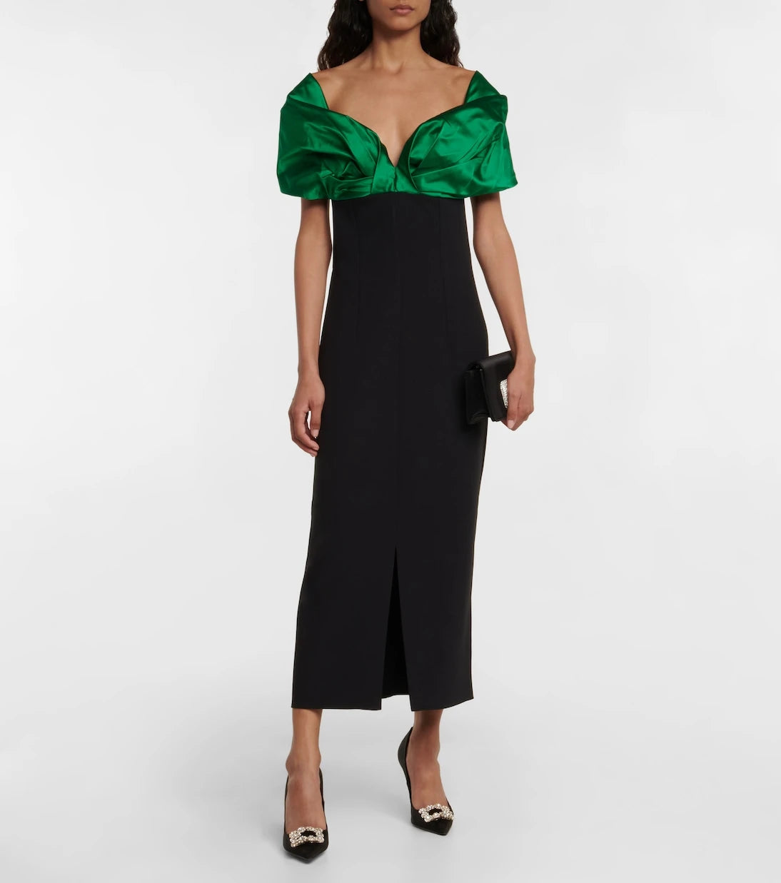 Safiyaa - Diane satin-trimmed midi dress