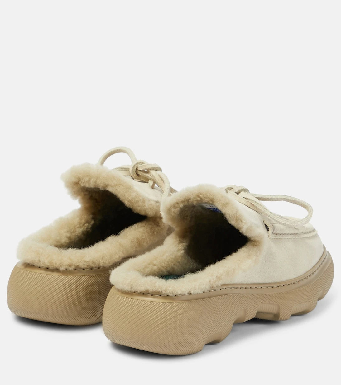 Burberry - EKD shearling-lined suede mules