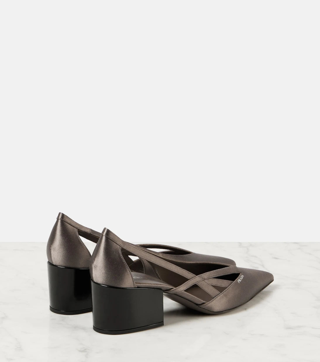 Prada - Pointy 55 cutout satin pumps