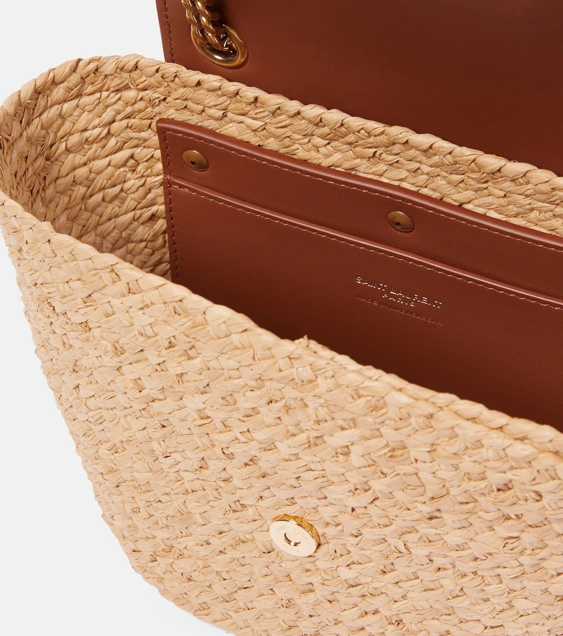 Saint Laurent - Manon Mini raffia and leather shoulder bag