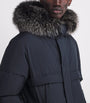 Yves Salomon Navy Down Waterproof Fox Fur-Trim Parka Coat