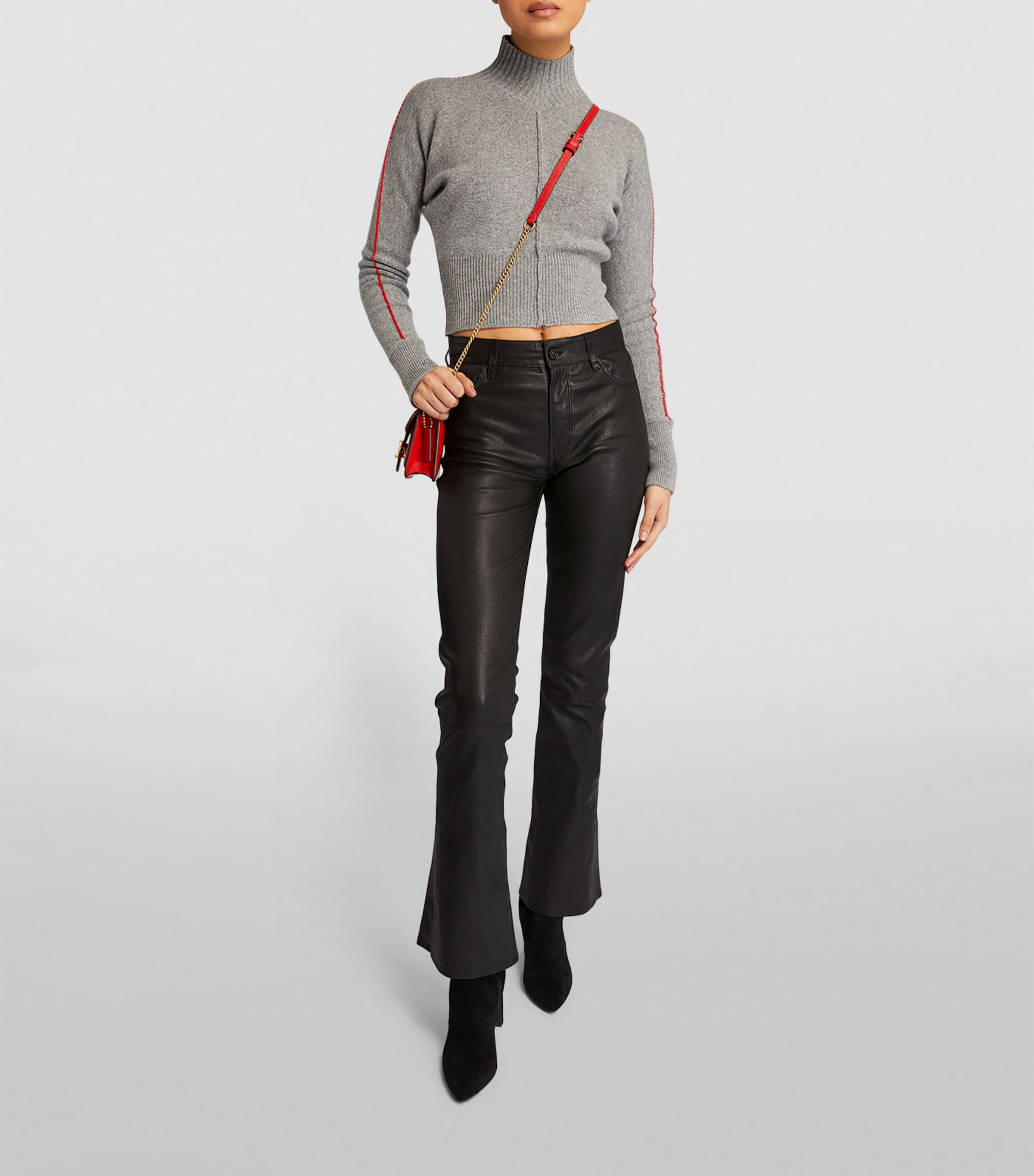 Leather Low-Rise Bootcut Jeans