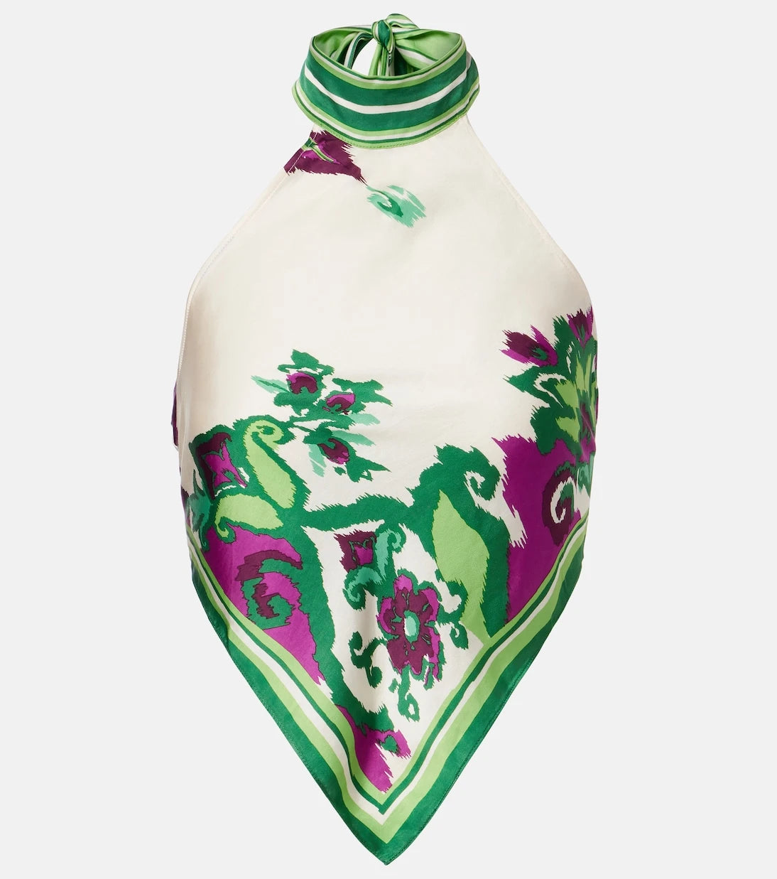 Poupette St Barth - Guilia printed halterneck satin top