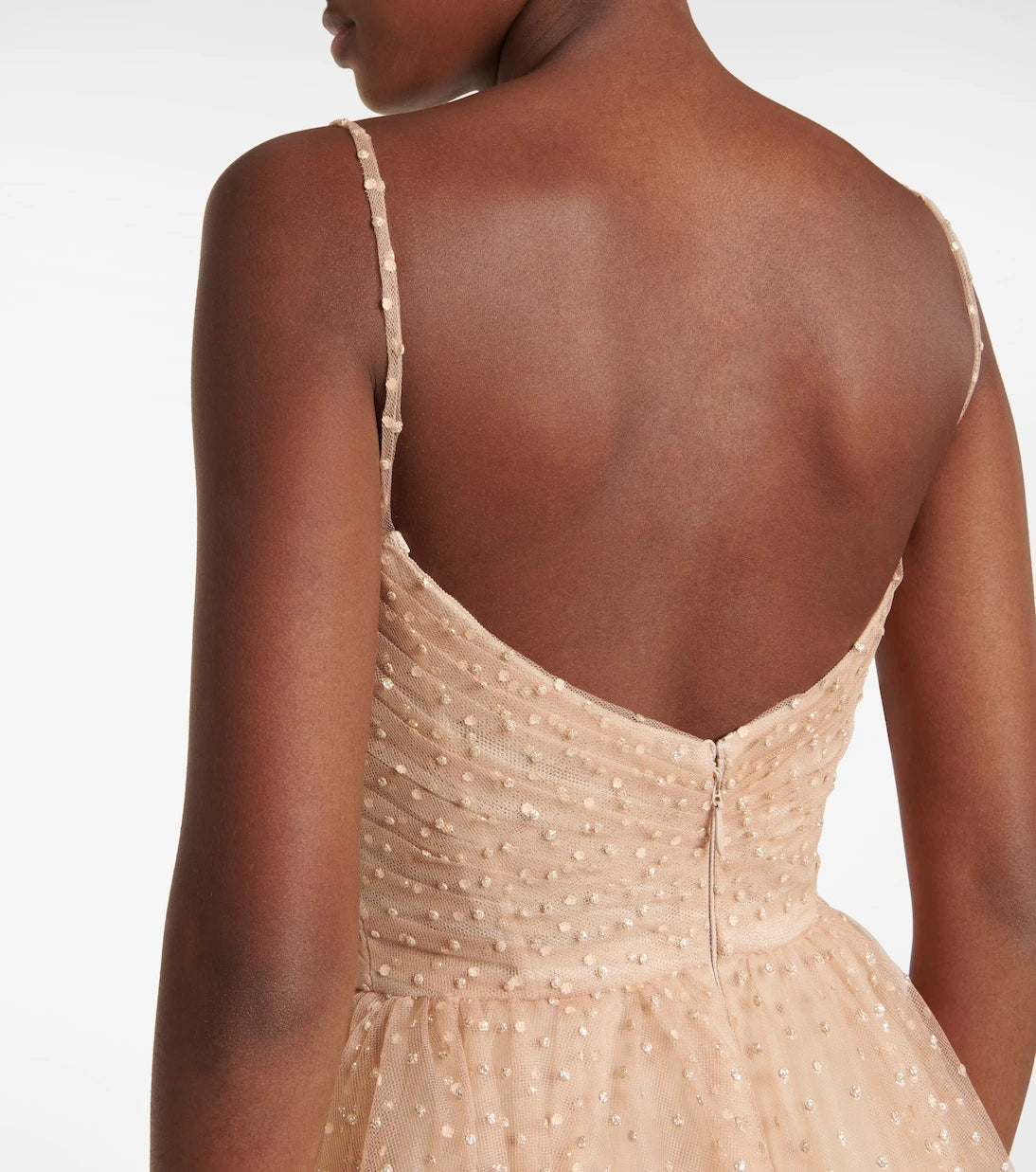 Monique Lhuillier - Dotted tulle midi dress