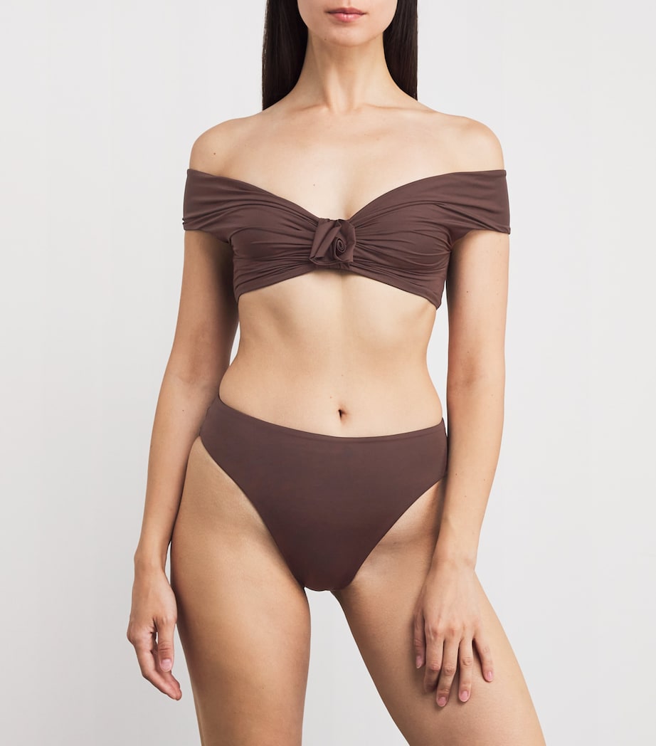 Maygel Coronel Brown Off-The-Shoulder Sauco Bikini