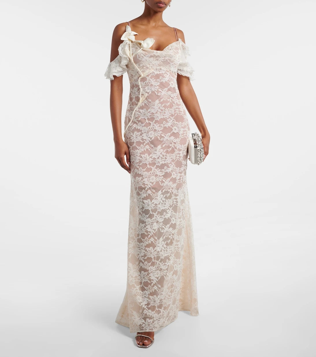 Self-Portrait - Floral-appliqué lace gown