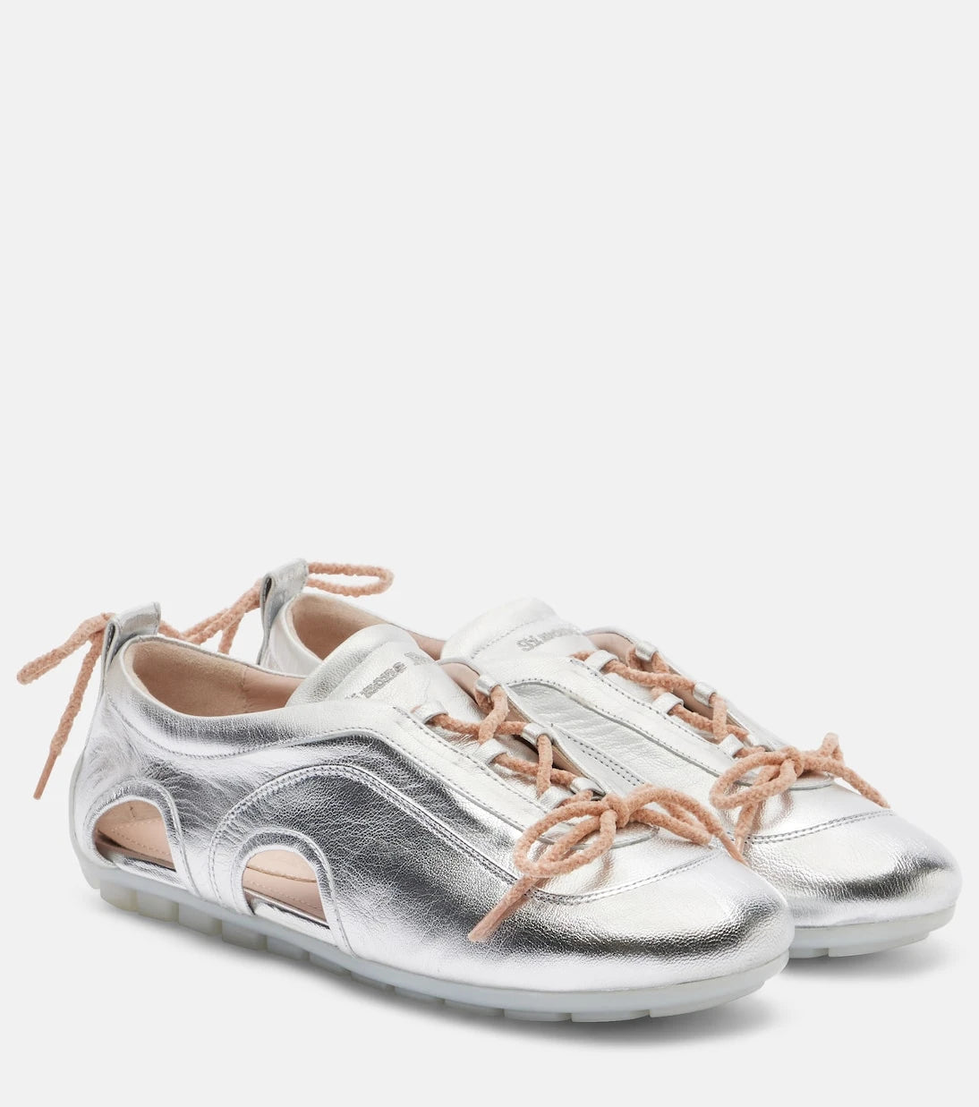 Simone Rocha - Cutout metallic leather sneakers