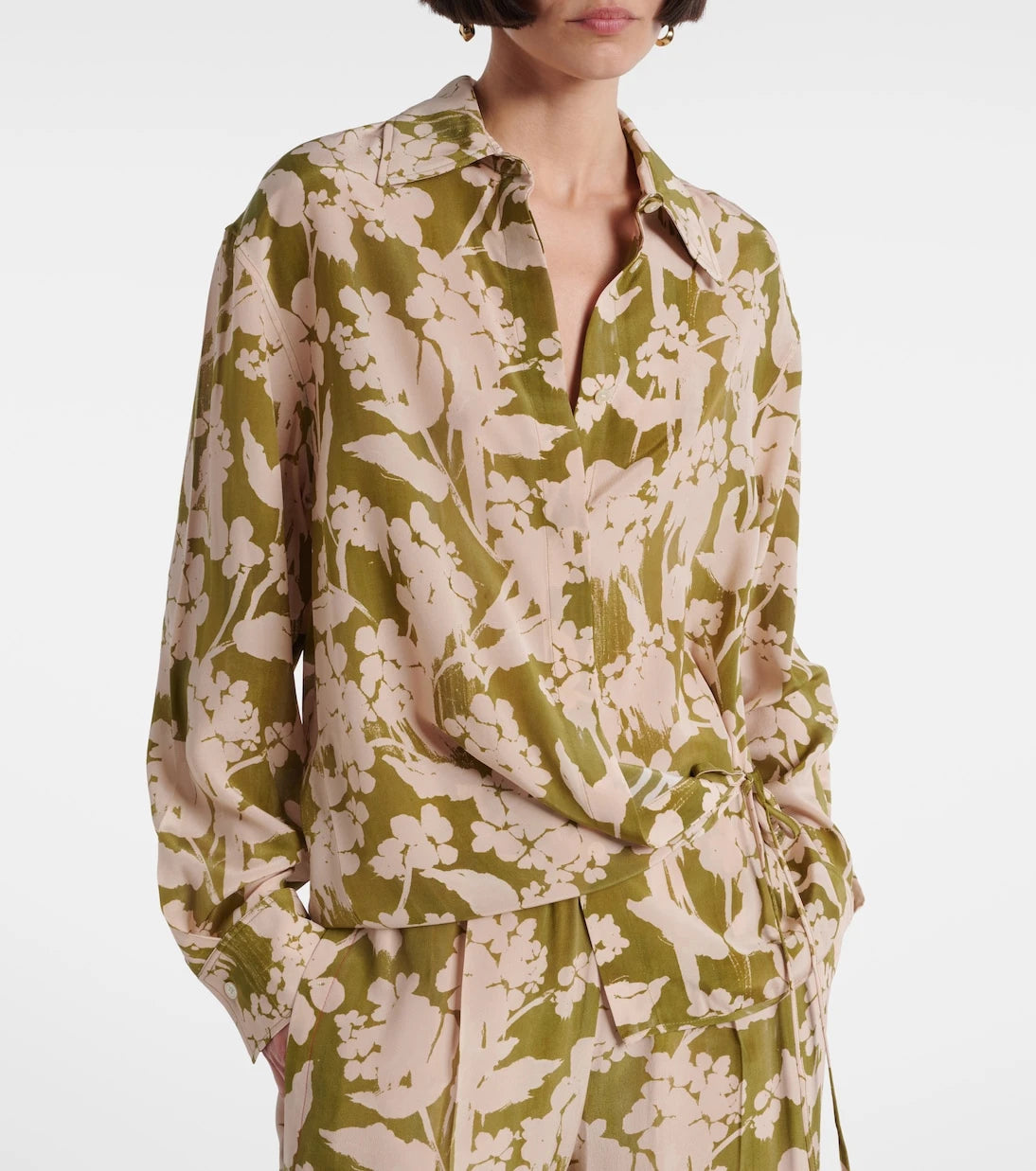 Victoria Beckham - Printed gathered silk blouse