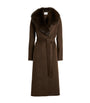 Yves Salomon Orange Wool-Cashmere Fur-Trim Coat