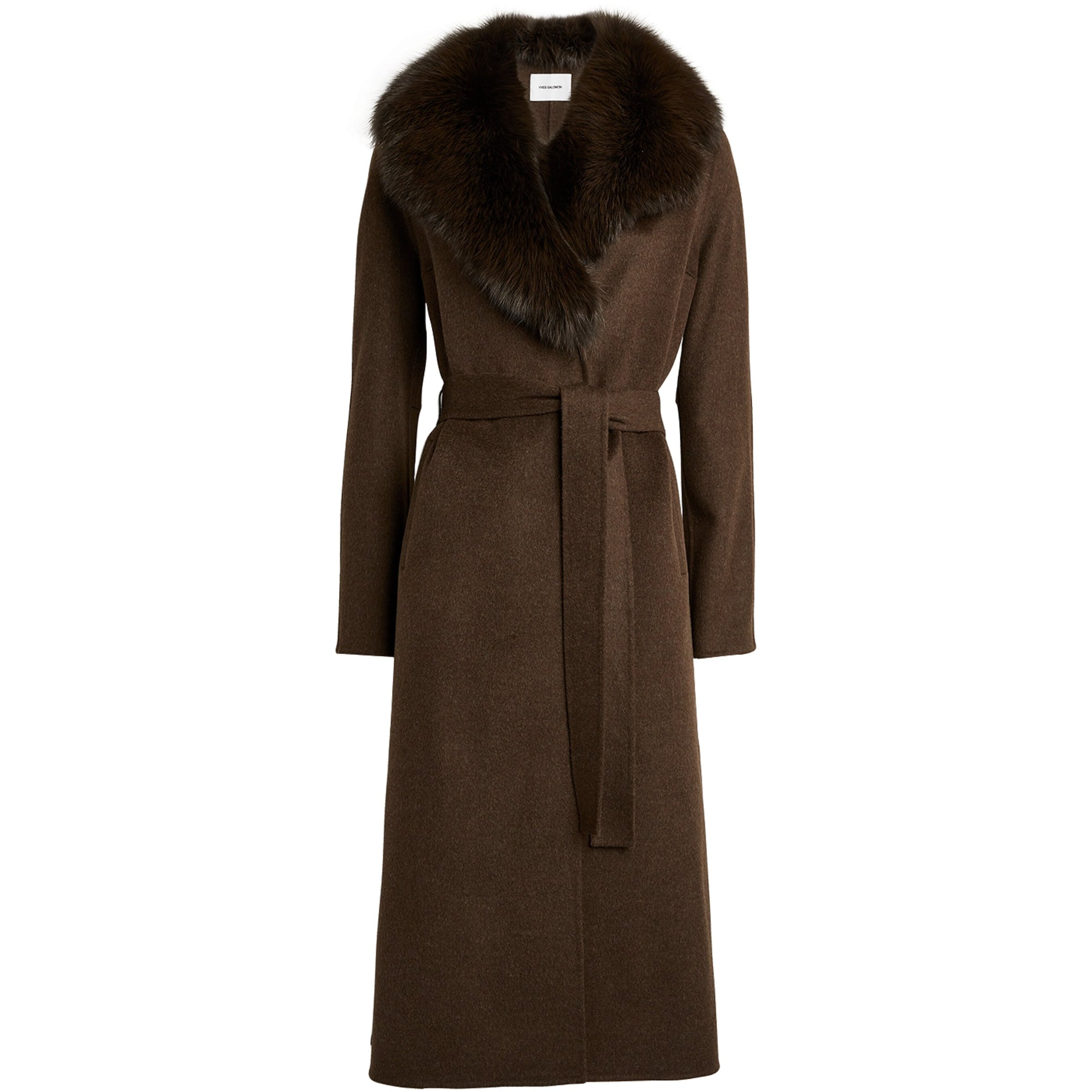 Yves Salomon Orange Wool-Cashmere Fur-Trim Coat