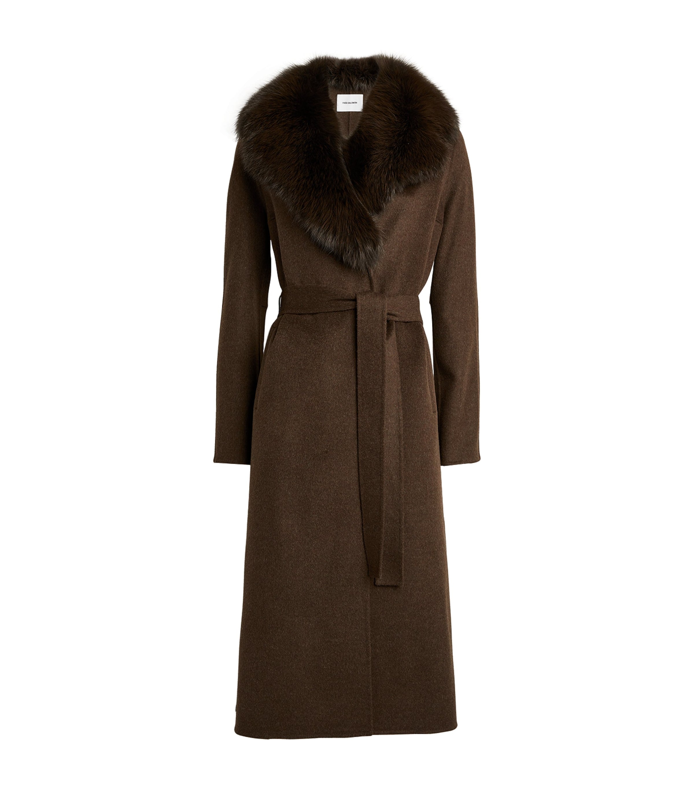 Yves Salomon Orange Wool-Cashmere Fur-Trim Coat