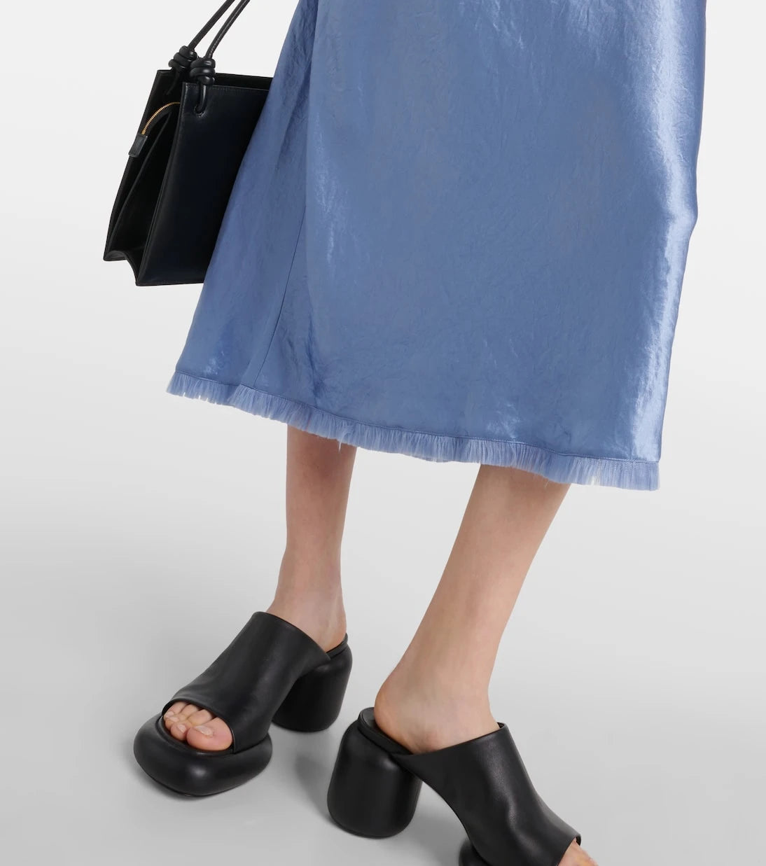 Vince - Fringed satin midi skirt