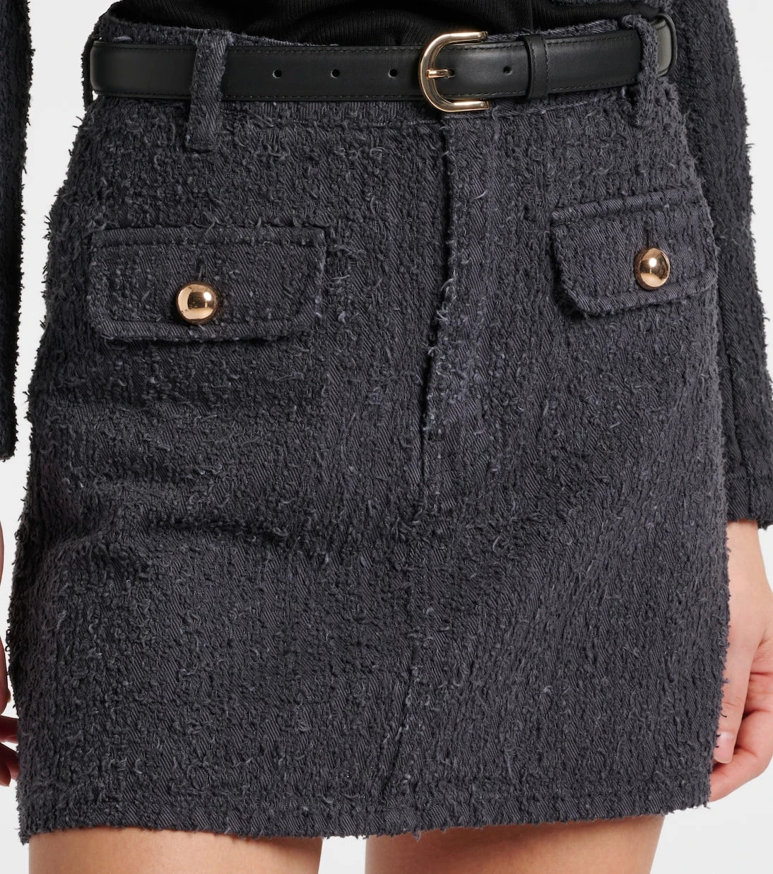 Self-Portrait - Textured denim miniskirt