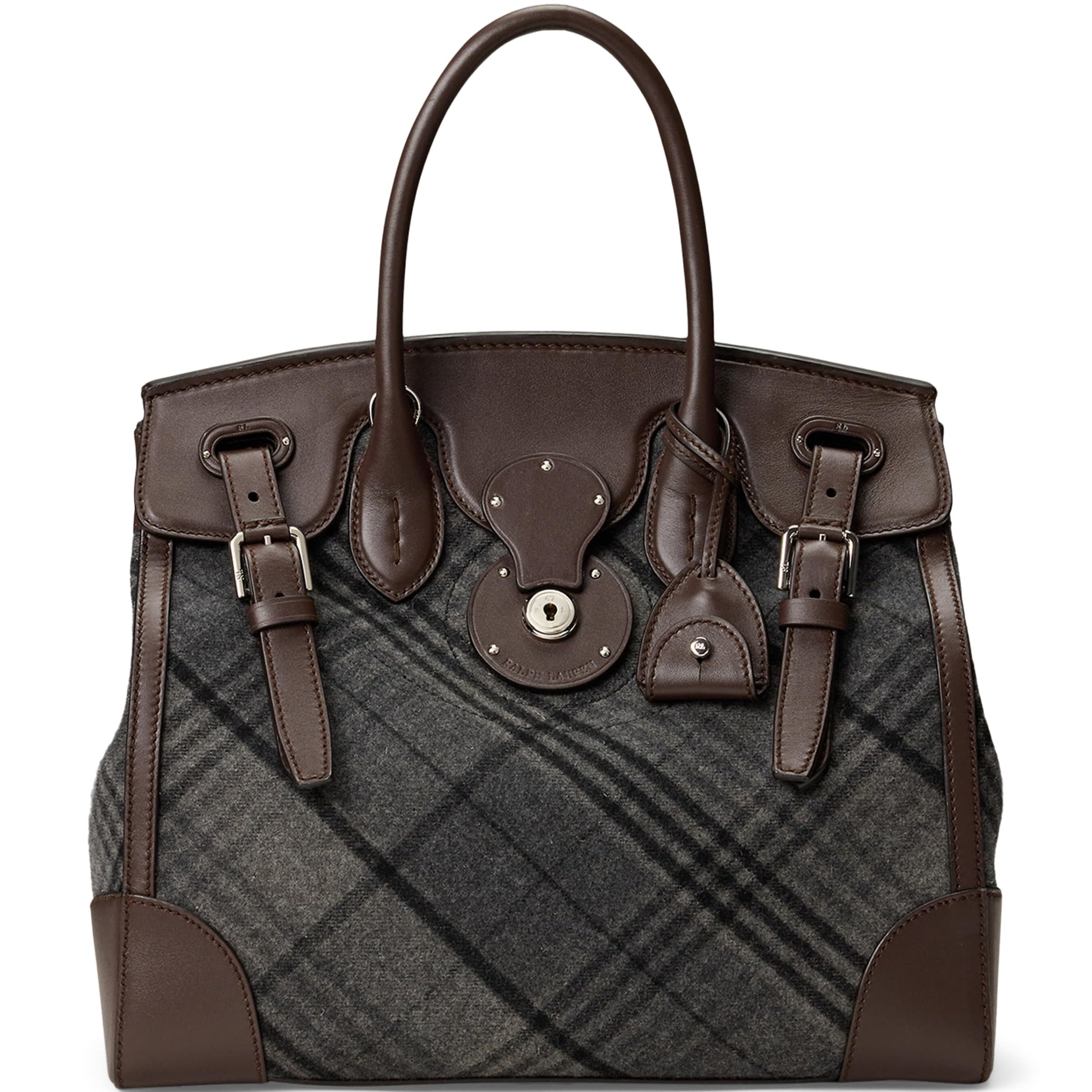 Ralph Lauren Collection Grey Wool-Leather Soft Ricky 33 Top-Handle Bag