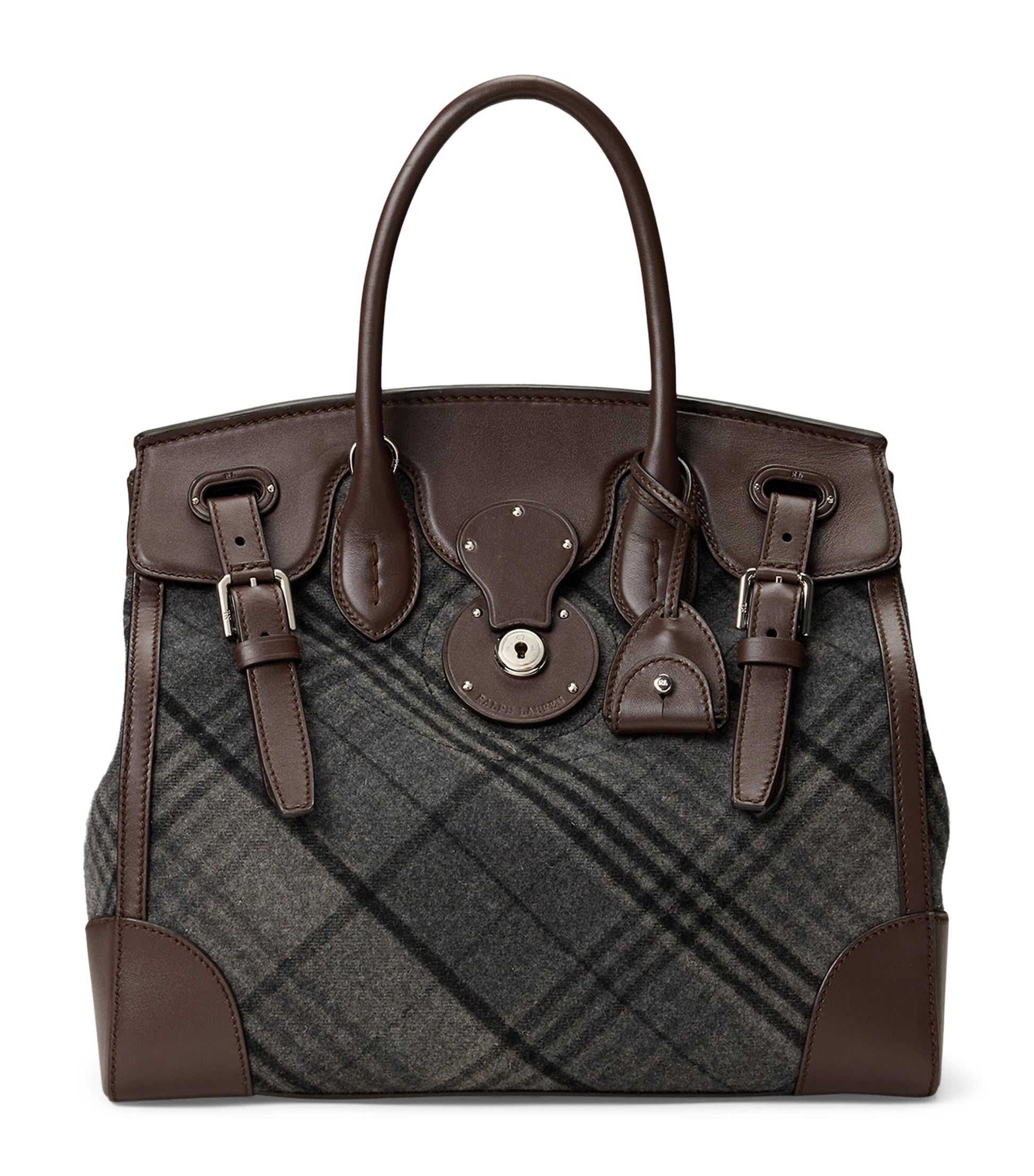 Ralph Lauren Collection Grey Wool-Leather Soft Ricky 33 Top-Handle Bag