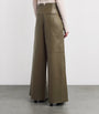 ME+EM Green Lambskin Wide-Leg Trousers