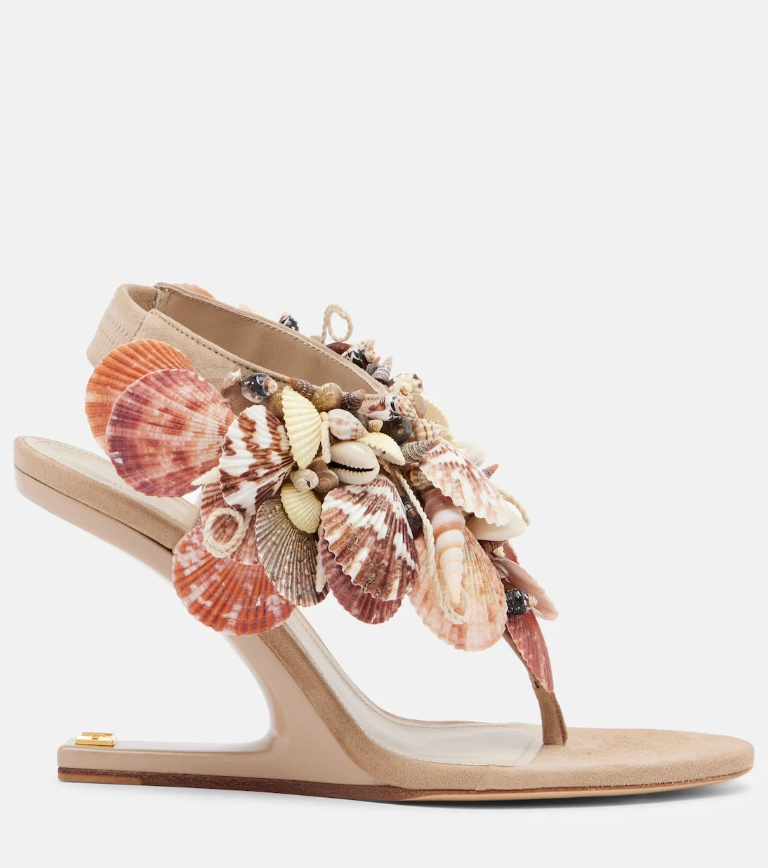Balmain - Embellished suede slingback wedges