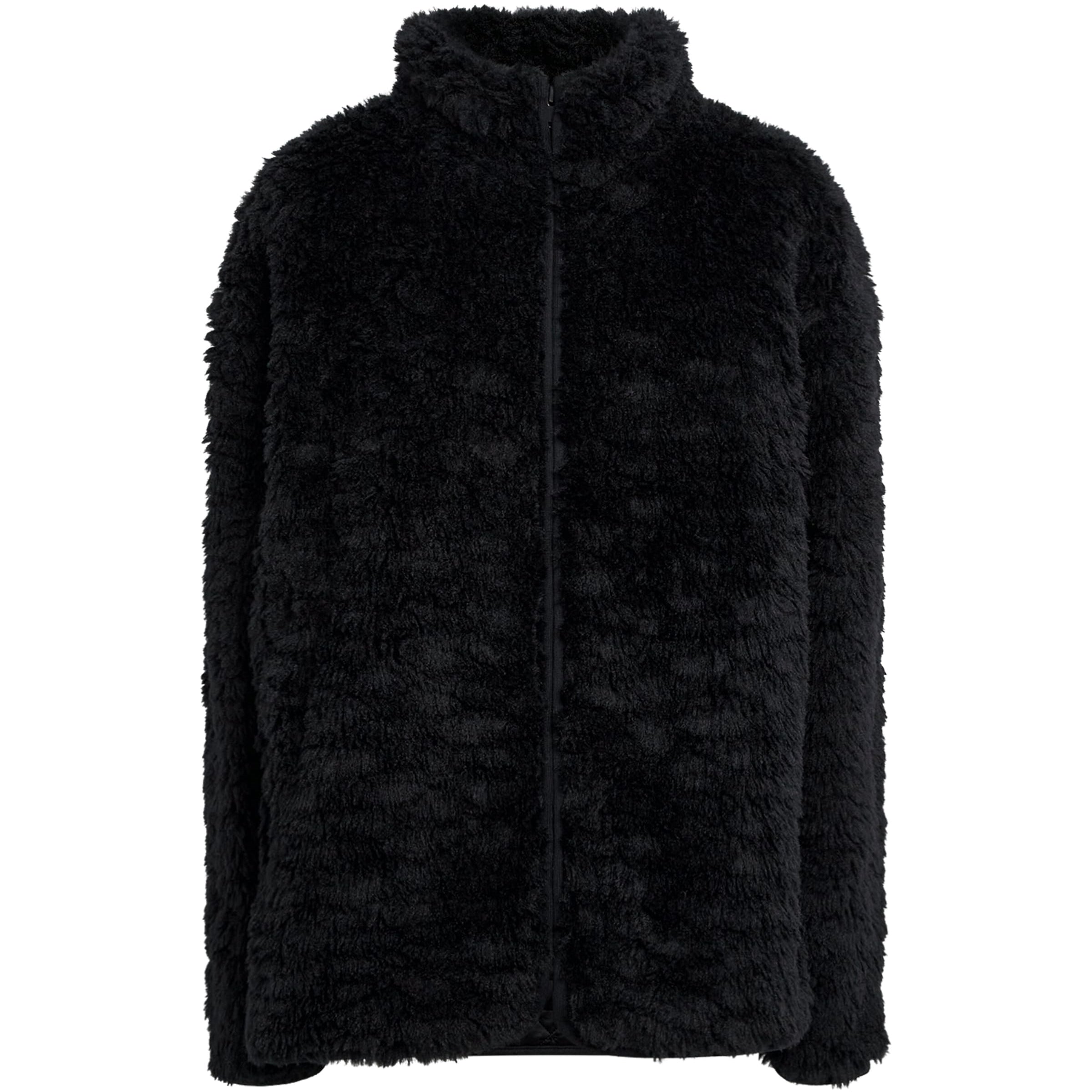 Black Faux Fur Zip-Up Jacket