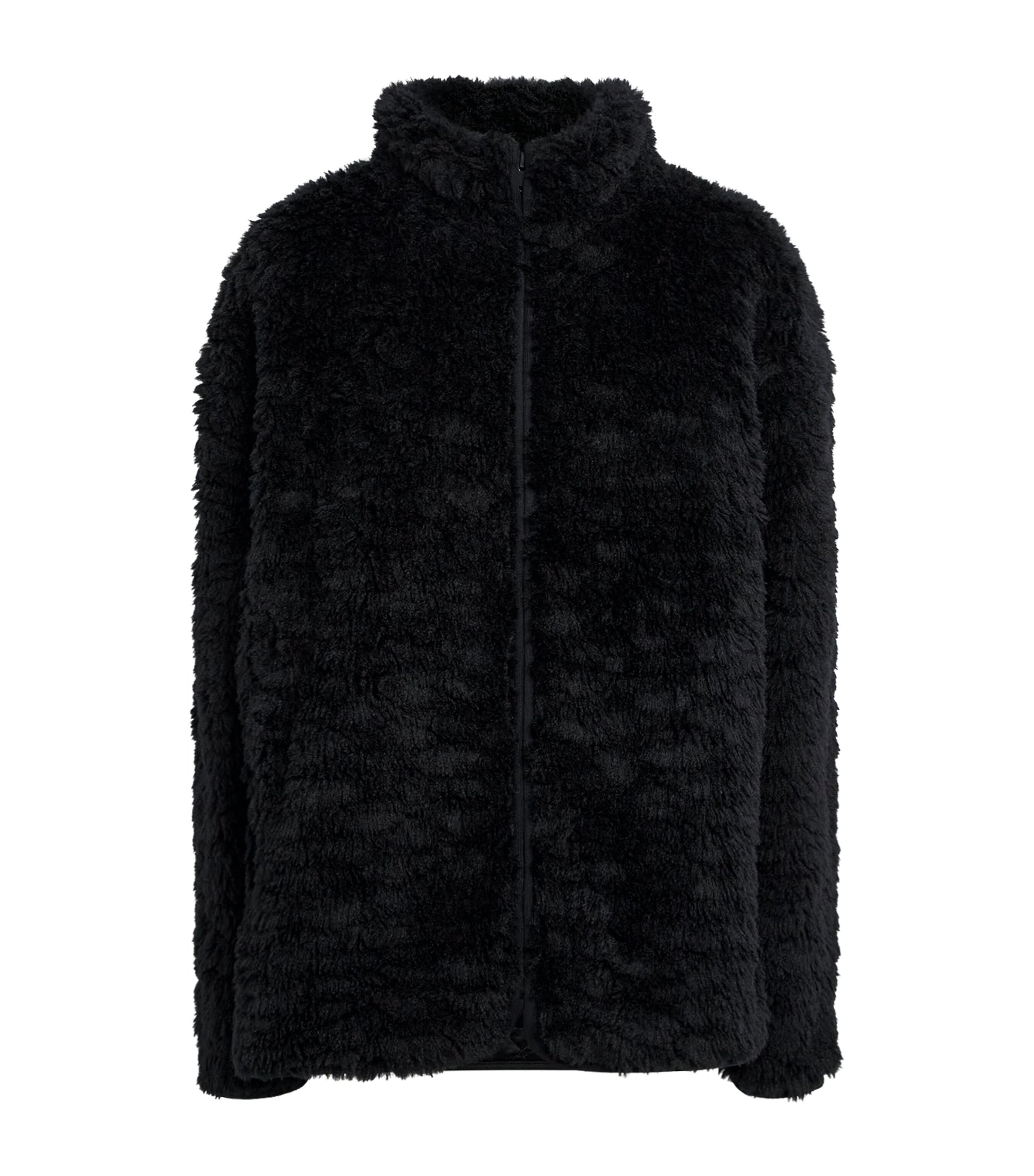 Black Faux Fur Zip-Up Jacket