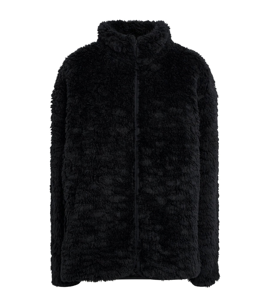 Skims Black Faux Fur Zip-Up Jacket