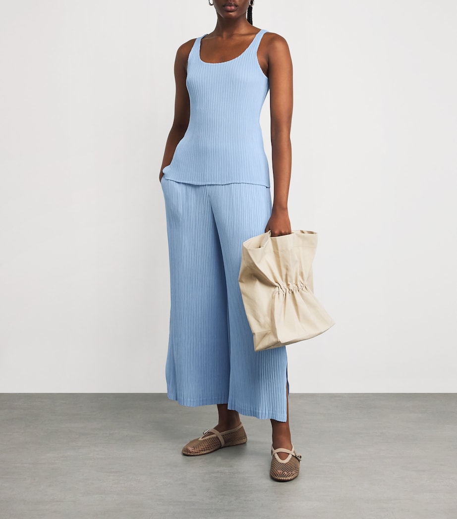 Issey Miyake Blue Hatching Tank Top