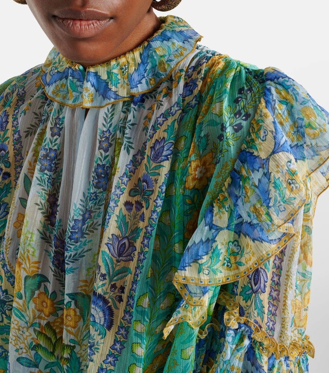 Etro - Floral ruffled silk blouse