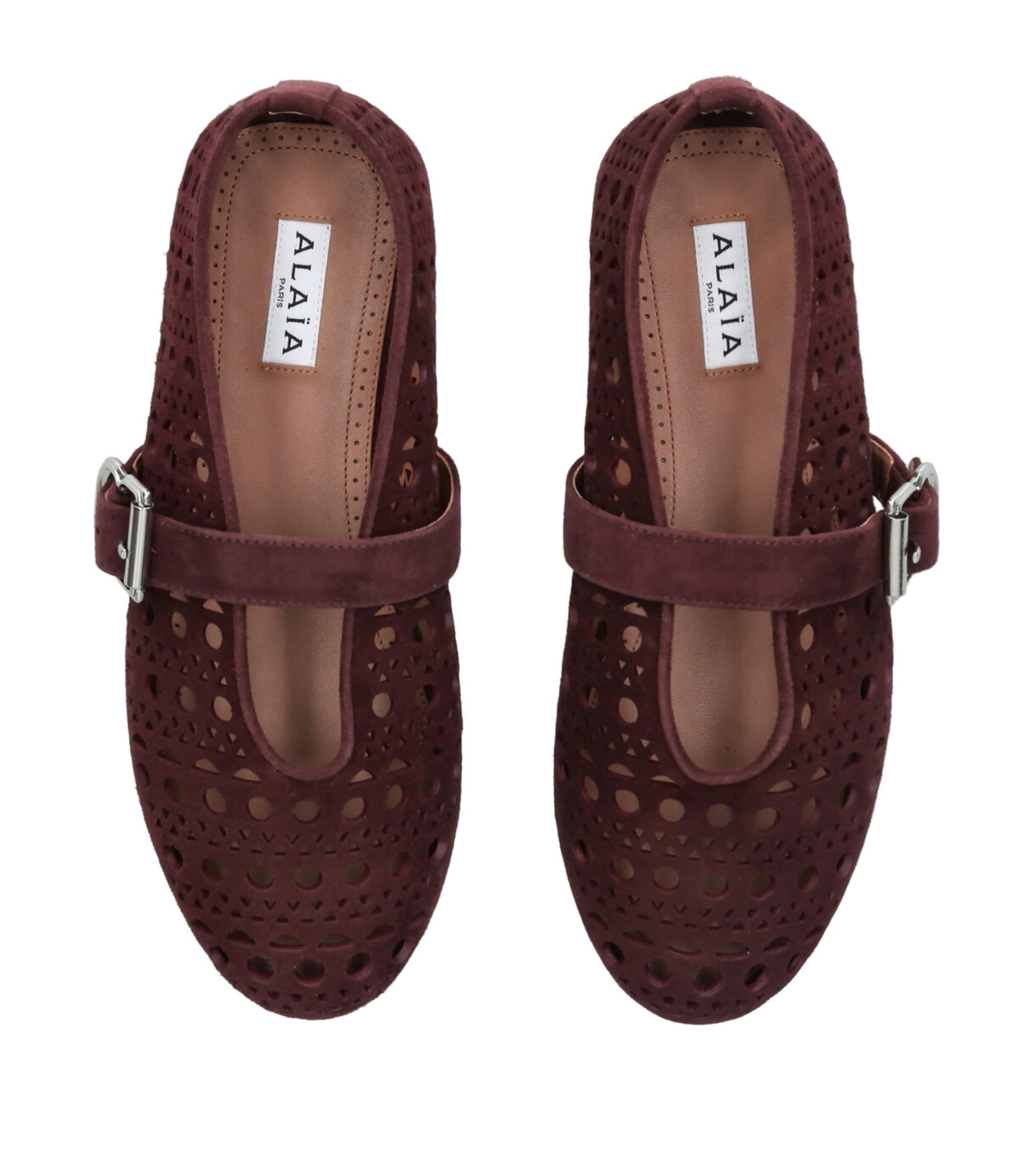 Alaïa Burgundy Suede Vienne Ballet Flats