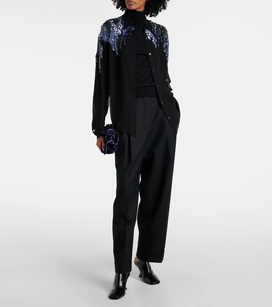 Dries Van Noten - Sequined chiffon blouse