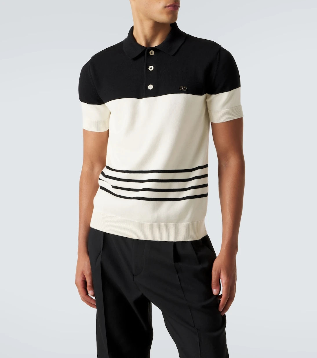 Valentino - VLogo striped cotton polo sweater