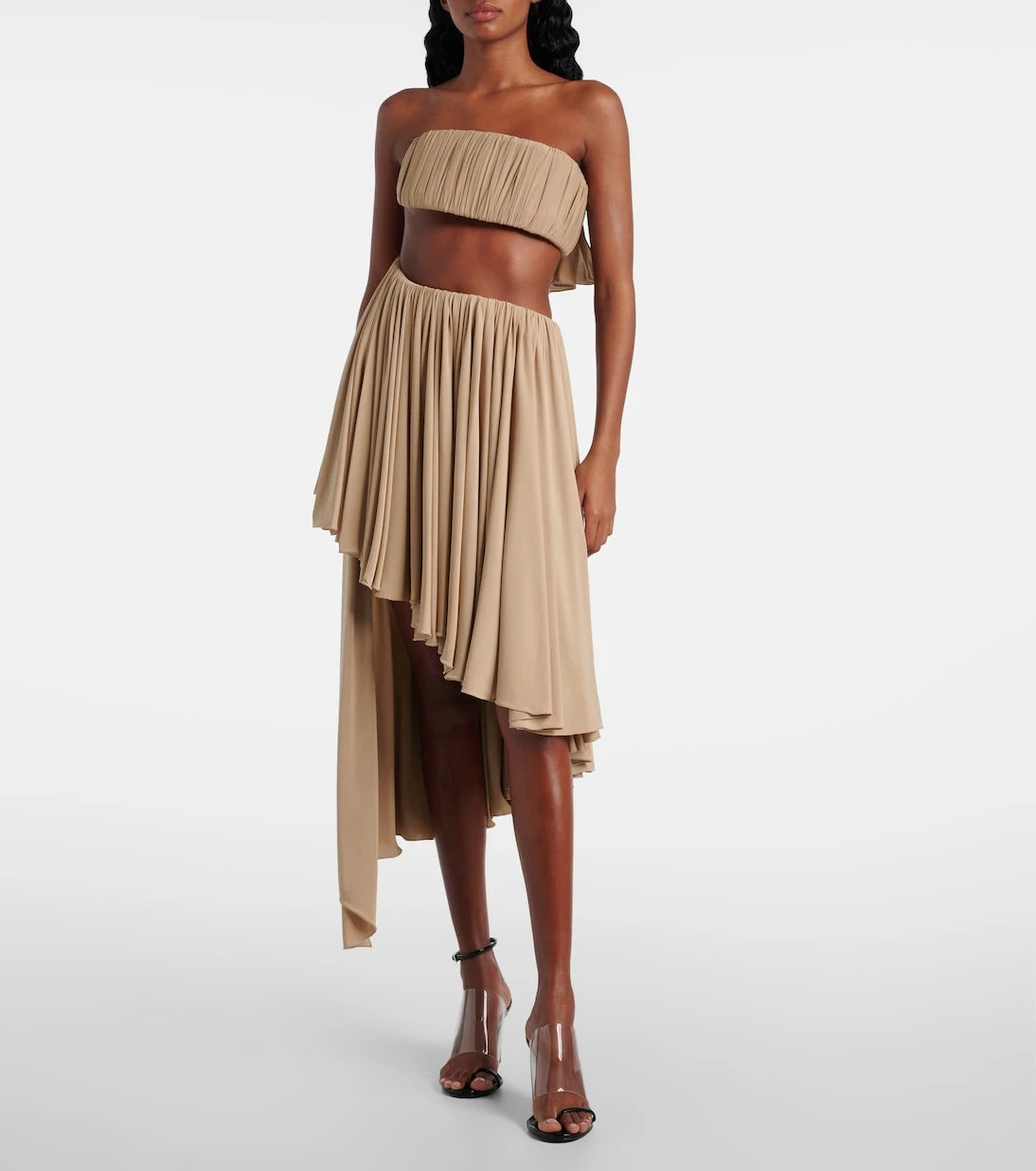 Alaïa - فستان جيرسيه بدون حمالات غير متماثل