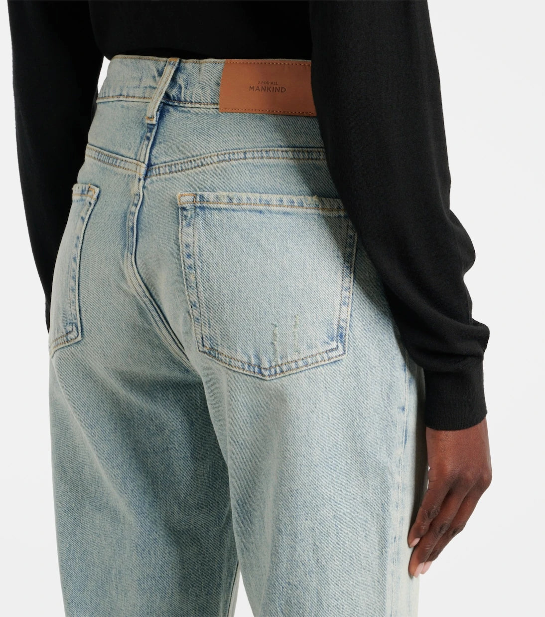 7 For All Mankind - جينز بقصة مستقيمة وخصر مرتفع