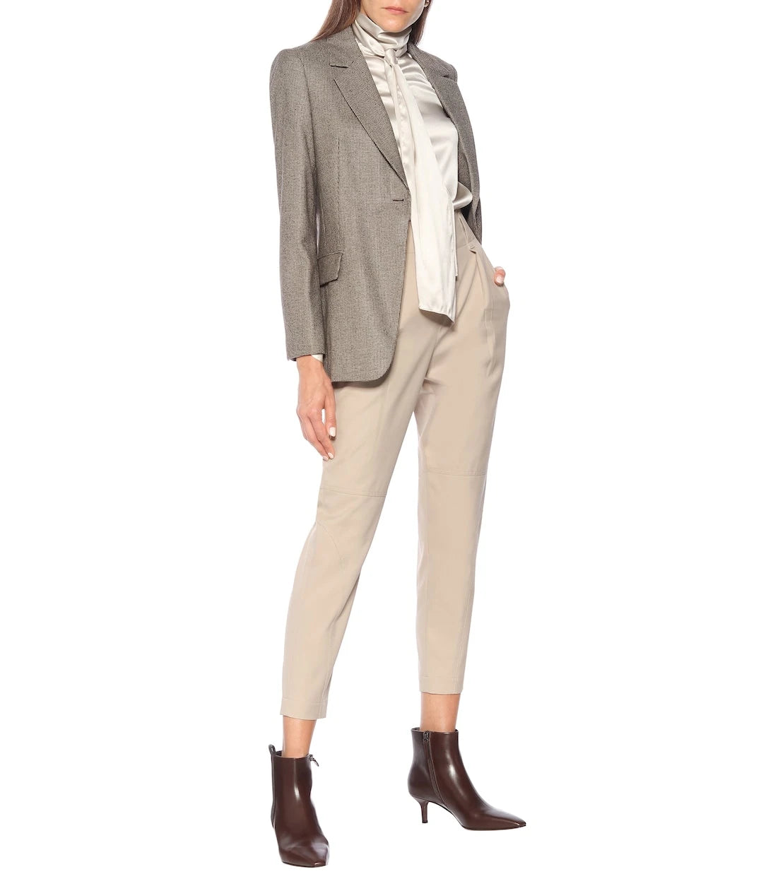 Brunello Cucinelli - Cotton-blend high-rise tapered pants