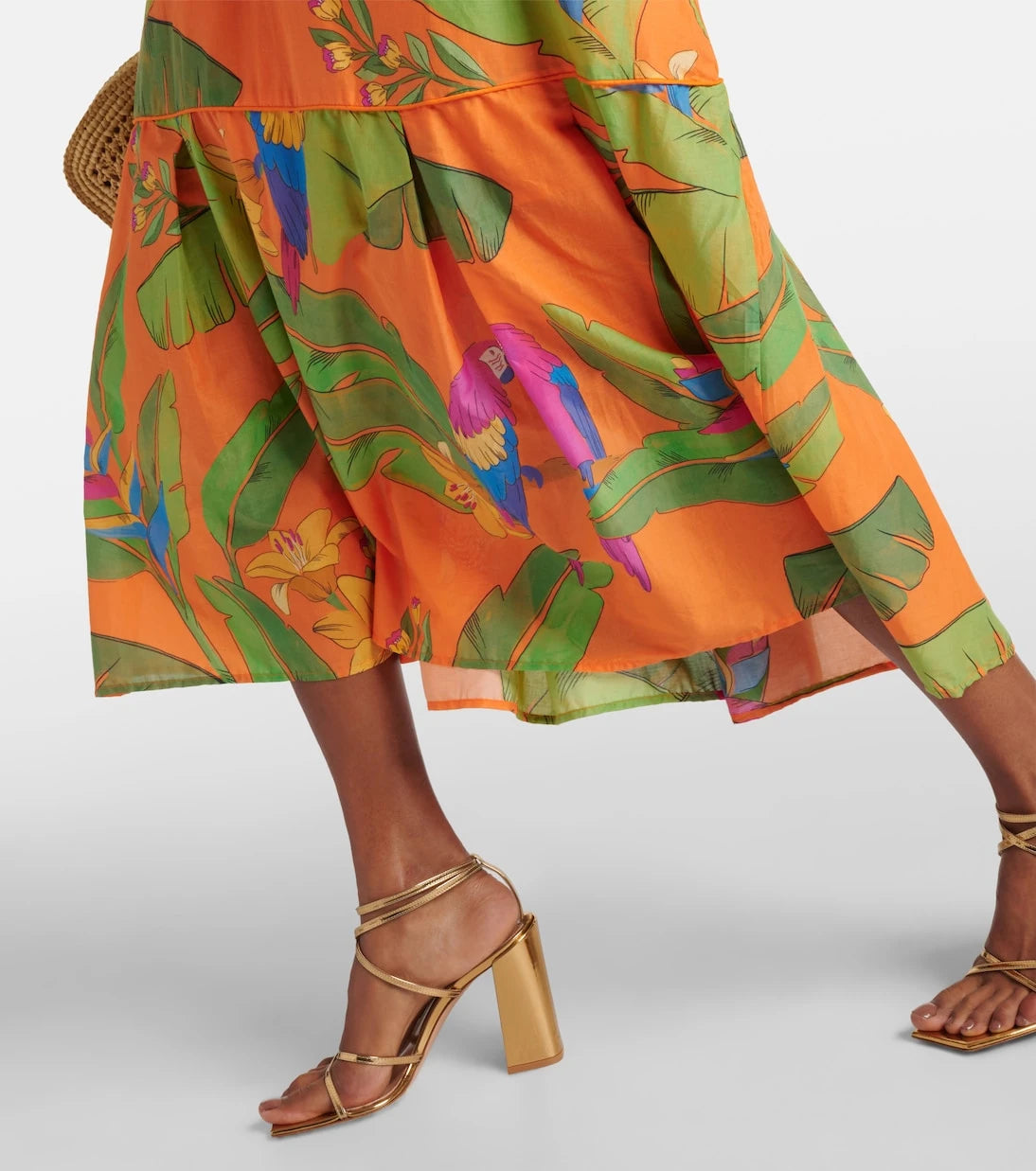 Farm Rio - Fresh Macaws cotton midi dress