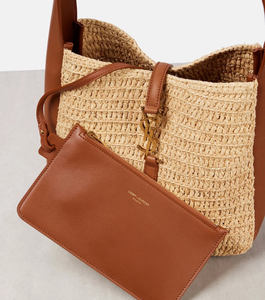 Saint Laurent - Le 5 à 7 Small raffia shoulder bag