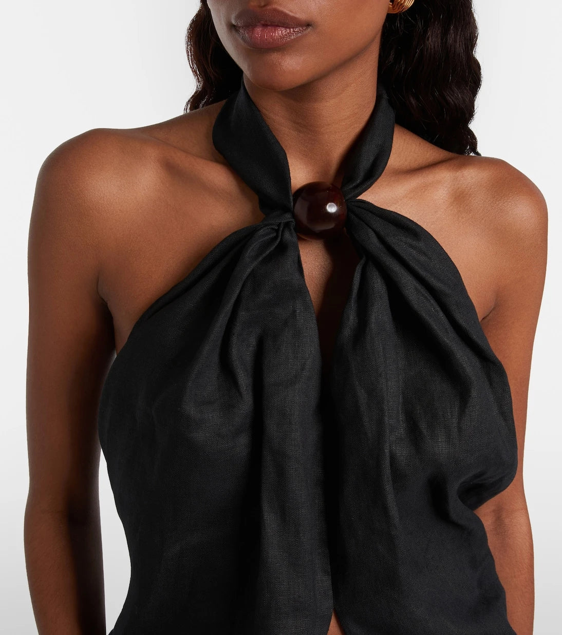 Faithfull - Biba embellished halterneck linen top